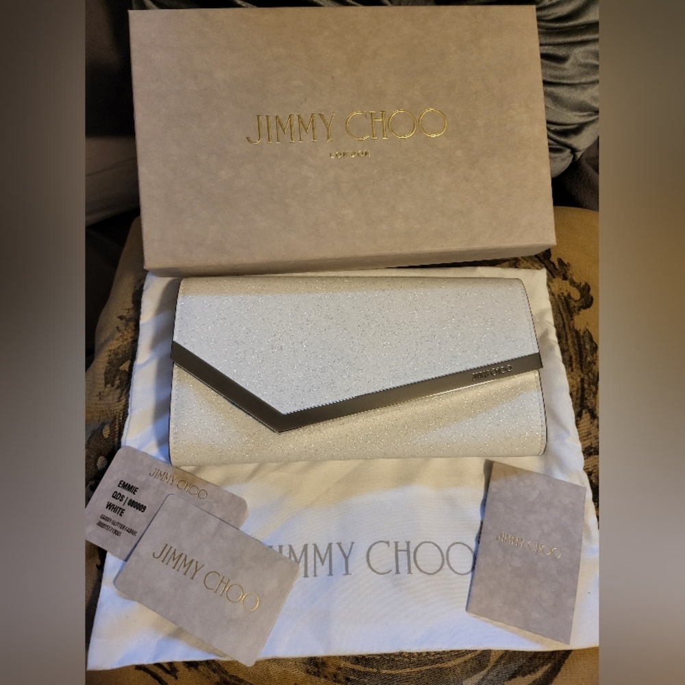 Jimmy Choo Emmie Glitter Leather Clutch Bag